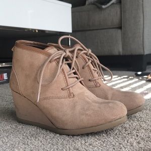 Tan Wedge Booties, Size 6